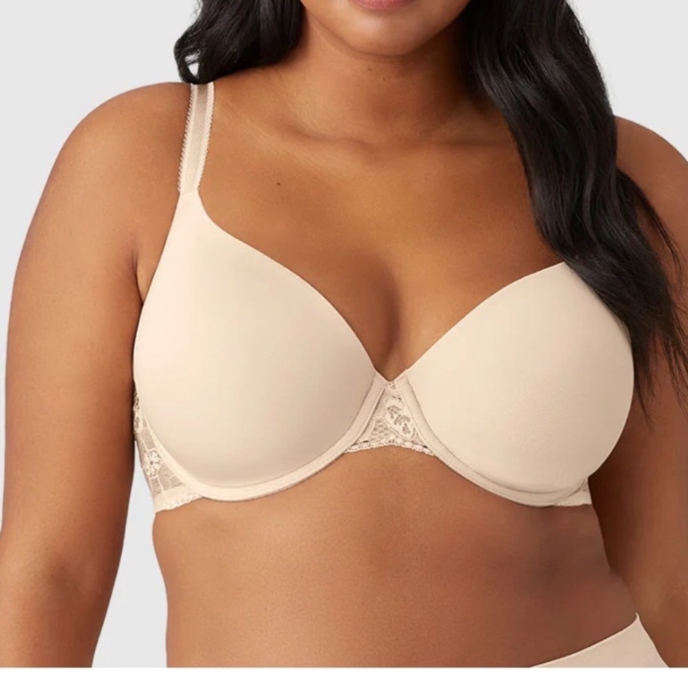 Wacoal French Garden Seamless Bra 38DD / 38E Ivory Lace Underwire Full Coverage